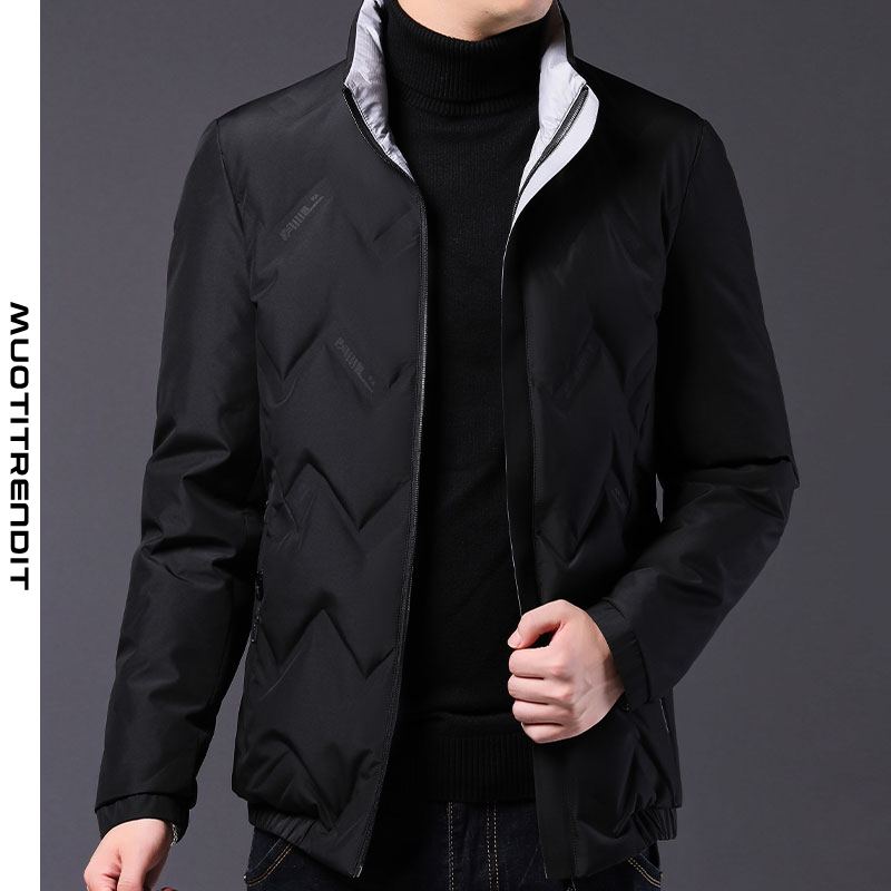 talviohut miesten untuvatakki lyhyt kaksipuolinen takki musta