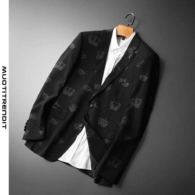 trend-tulostus miesten puku takki kevät ja syksy takki musta