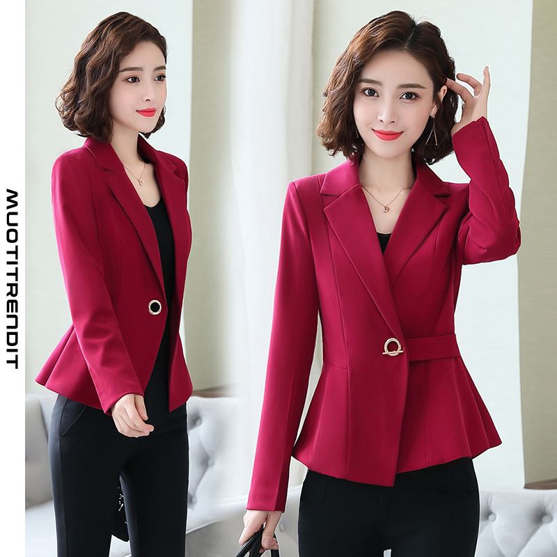 trendikäs ja mukava naisten puku takki kevät persoonallisuus tyylikäs puhdas väri punainen