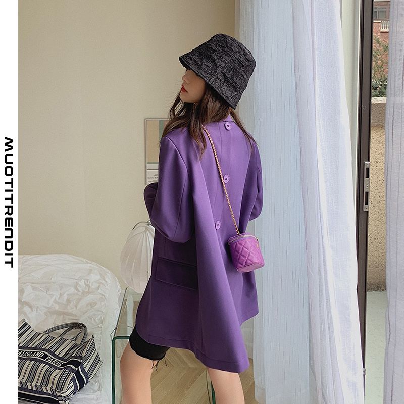 trendikäs naisten syksyn puku takki violetti