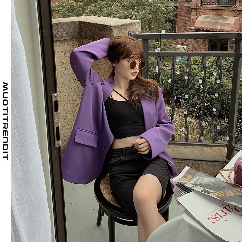 trendikäs naisten syksyn puku takki violetti