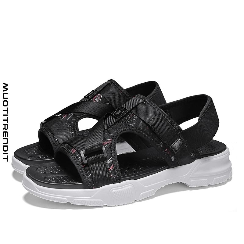 tyylikäs ja hieno sandaalit miesten ulkoilmahengittävät rantakengät luistamattomat pehmeät pohjatrendi-vapaa-ajan kengät musta