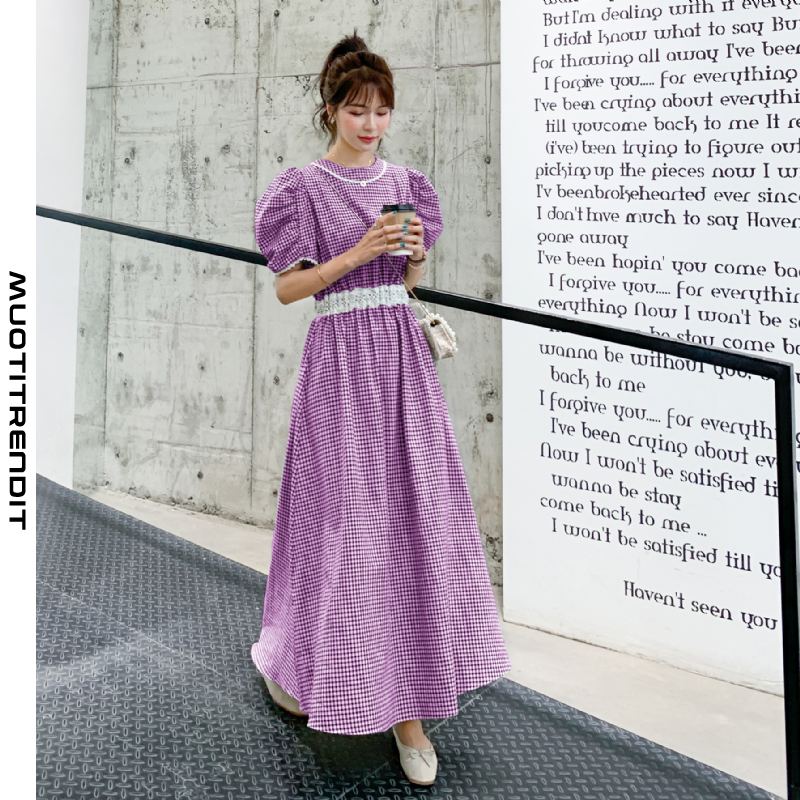 tyylikäs naisten mekko kesän lyhythihainen hengittävä mukava violetti