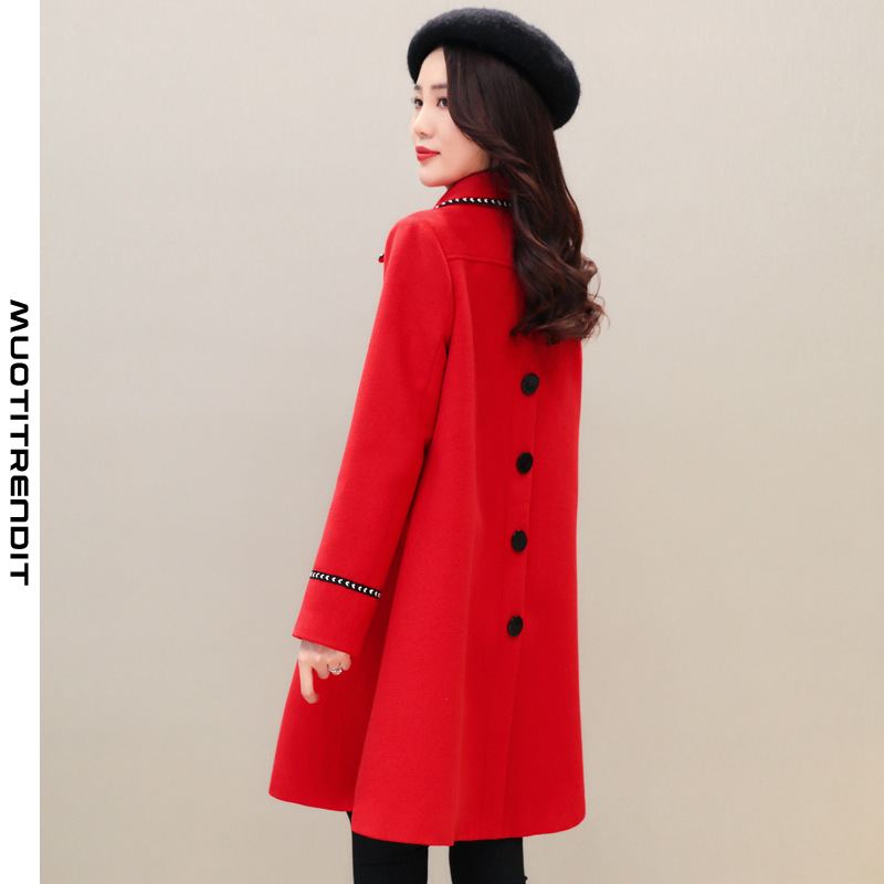 tyylikäs naisten villatakki talven ohut punainen