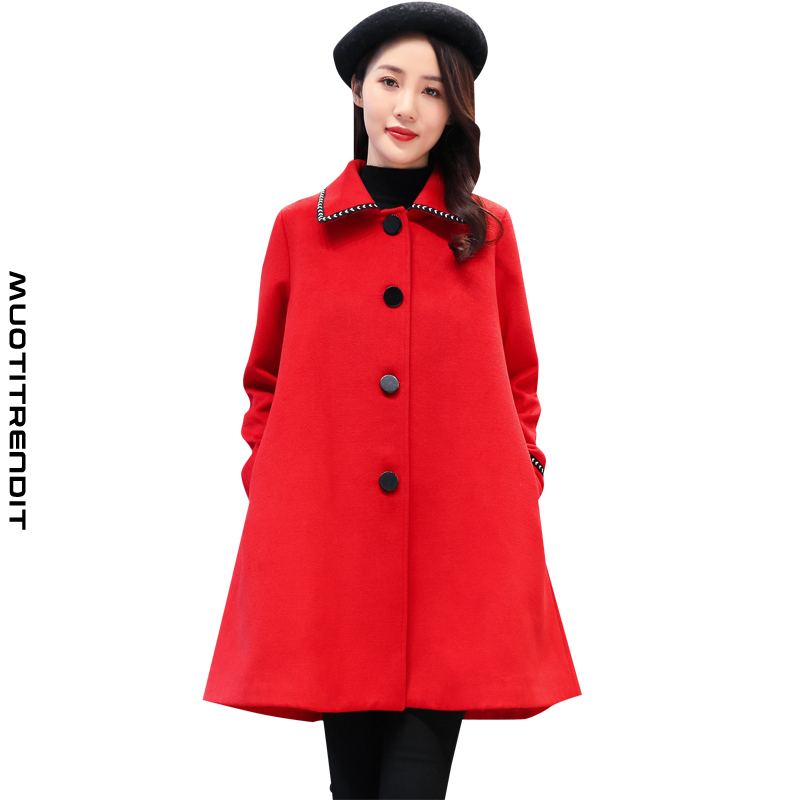 tyylikäs naisten villatakki talven ohut punainen