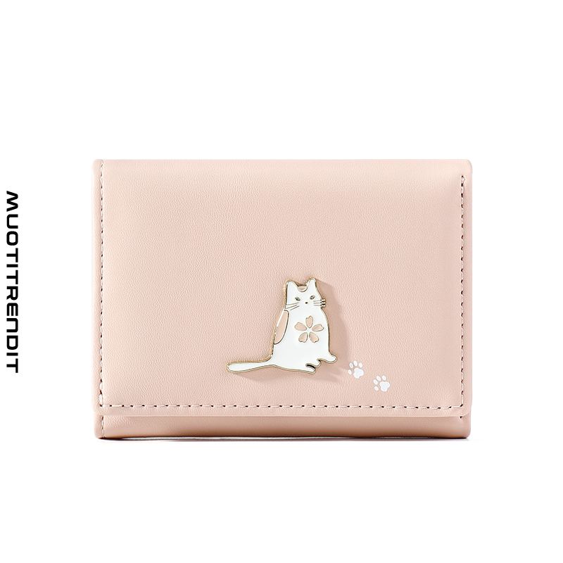 uuden tyylinen lompakko naispuolinen taitettava kolikkokukkaro kissa vaaleanpunainen