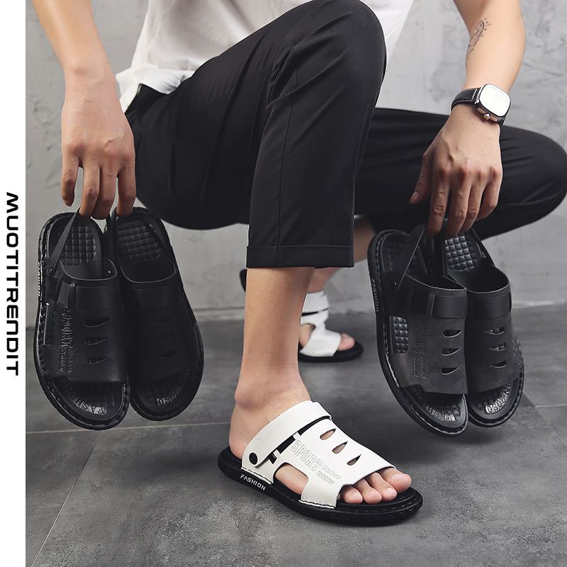 vapaa-ajan miesten sandaalit ja tohvelit kaksikäyttöiset kaksi yhdessä -luistamaton pehmeä pohjatrendi musta