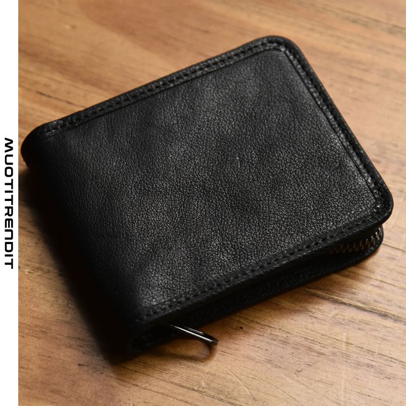 vetoketjullinen lyhyt lompakko musta vaakasuora urospuolinen lompakko kestävä musta