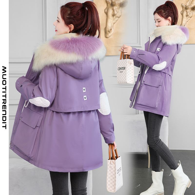 winter parker -takki tikattu naisten muoti yksinkertainen violetti