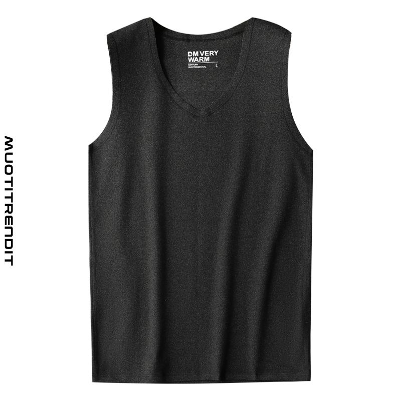 yksivärinen ohut urheilullinen miesten liivipohjainen paita v-aukko ohut musta