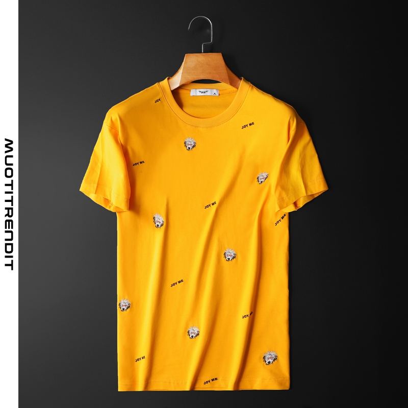 ylellinen miesten t-paita ohut trendikäs keltainen